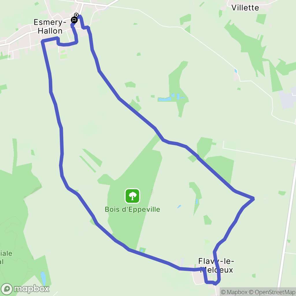 Esmery-Hallon : carte du parcours de randonnée - France