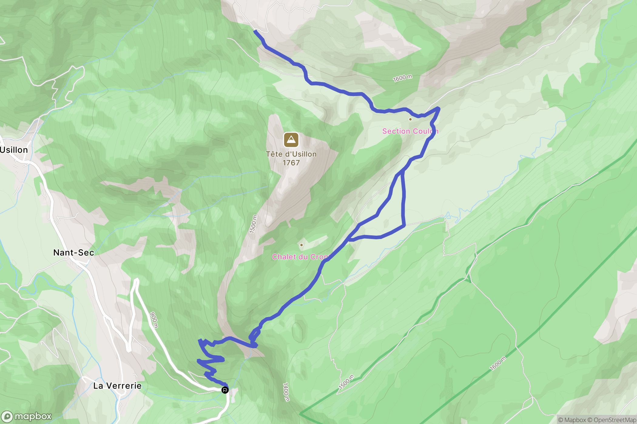 Fillière : carte du parcours de randonnée - France