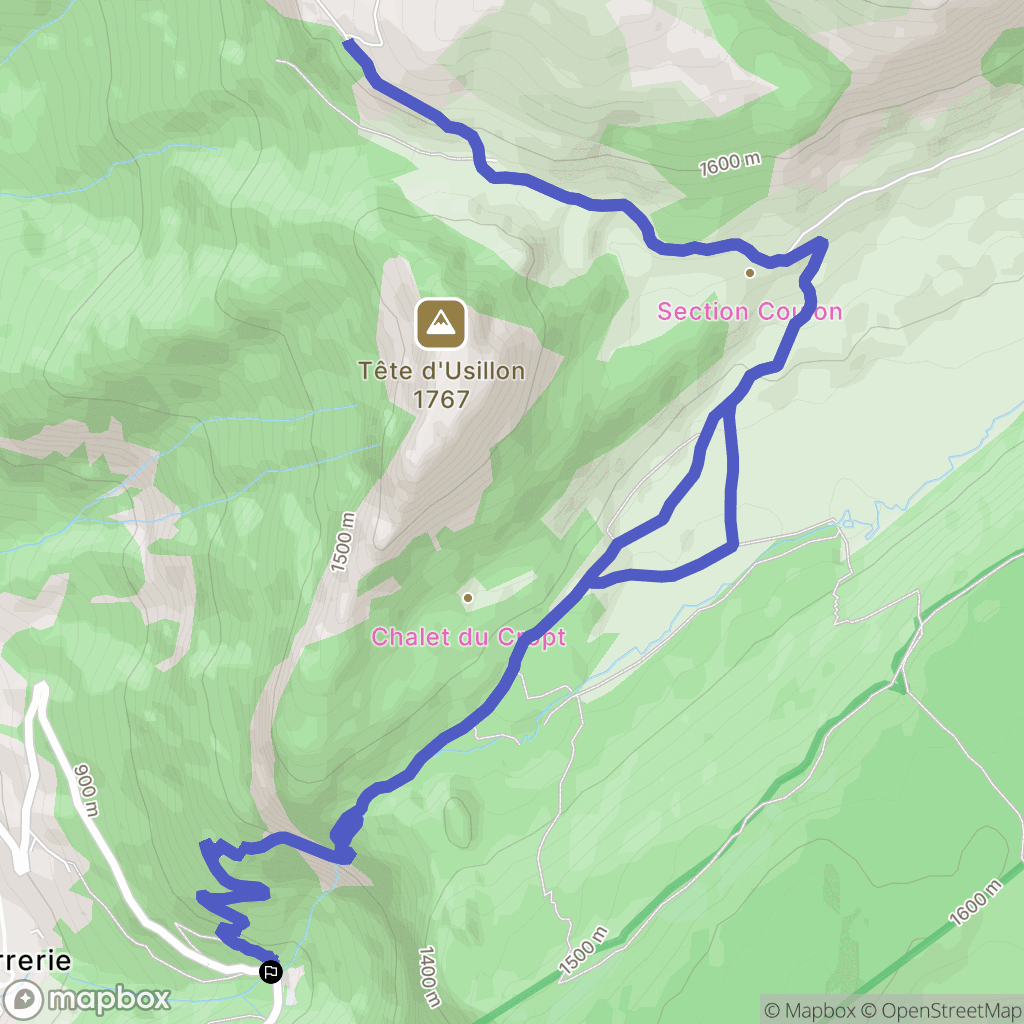 Fillière : carte du parcours de randonnée - France