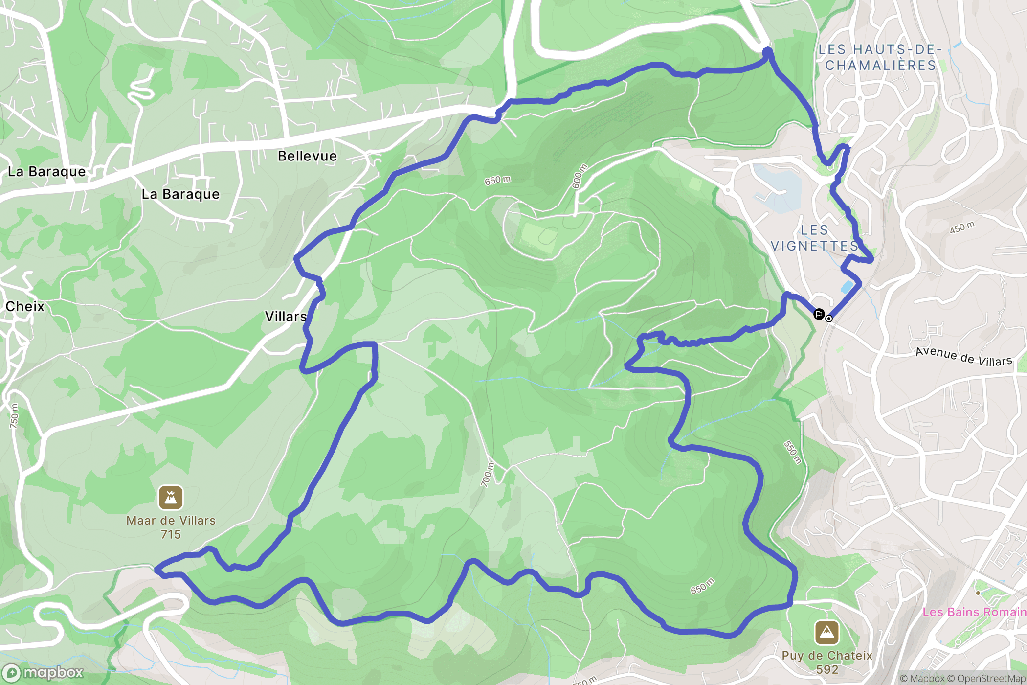 Chamalières : carte du parcours de randonnée - France