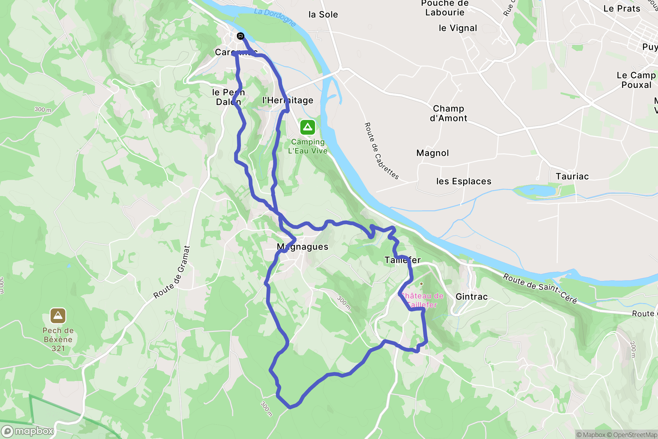 Carennac : carte du parcours de randonnée - France