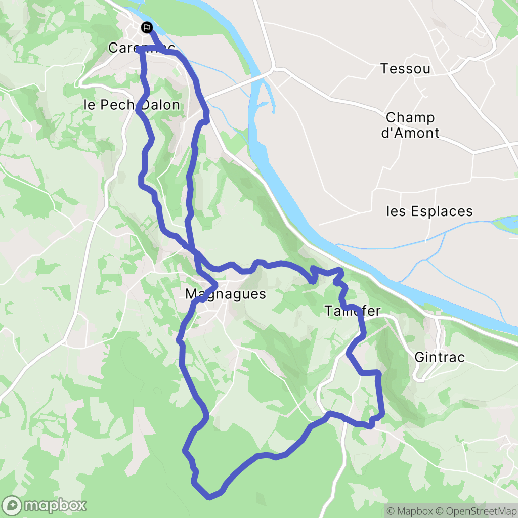 Carennac : carte du parcours de randonnée - France