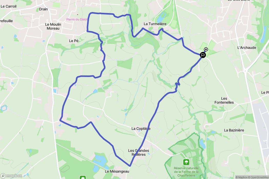 Orée d'Anjou : carte du parcours de randonnée - France