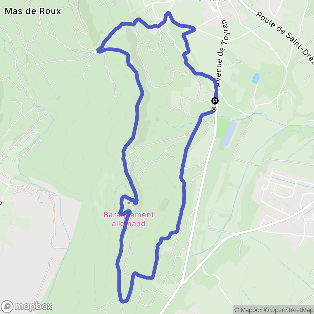 Montaud : carte du parcours de randonnée - France