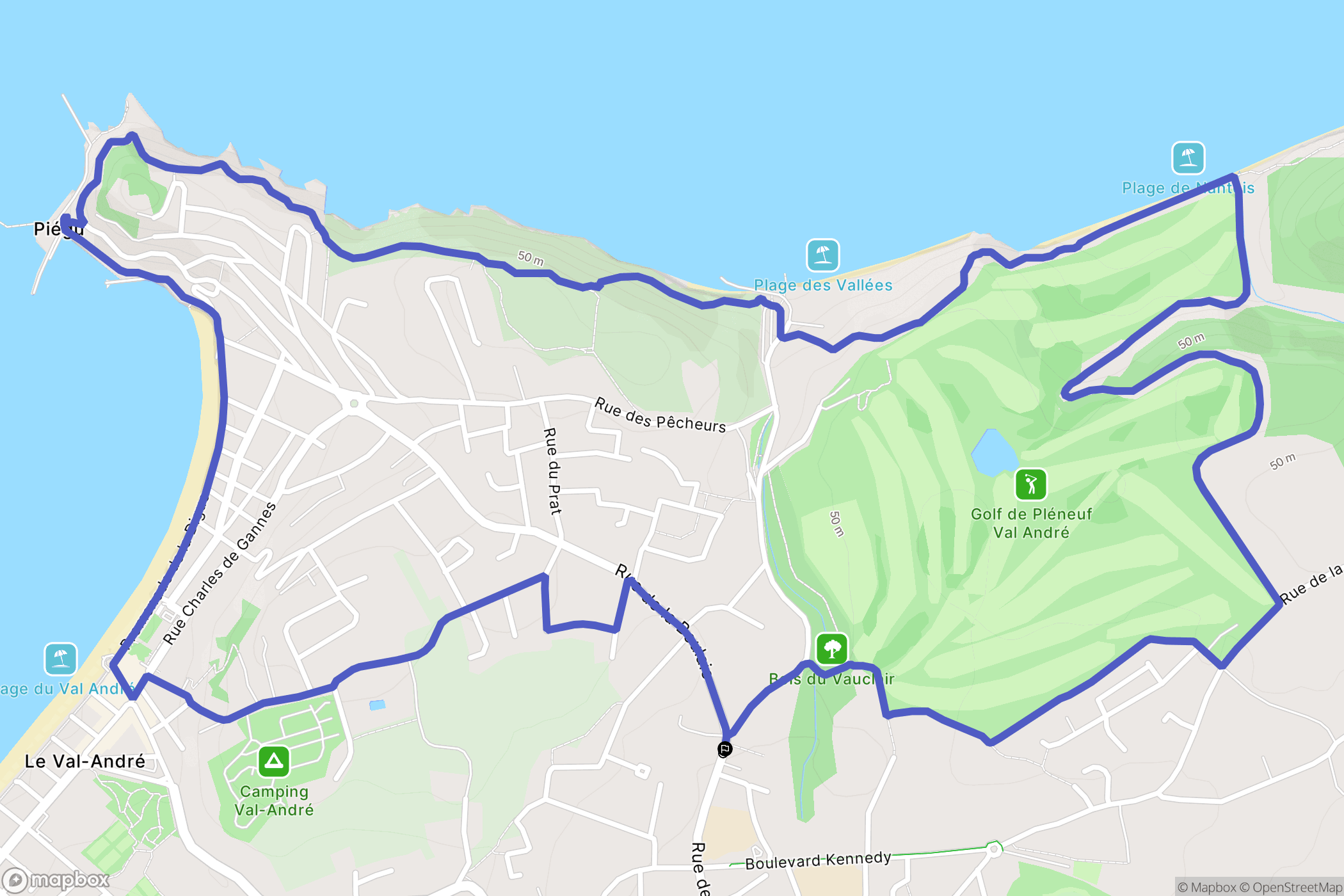 Pléneuf-Val-André : carte du parcours de randonnée - France
