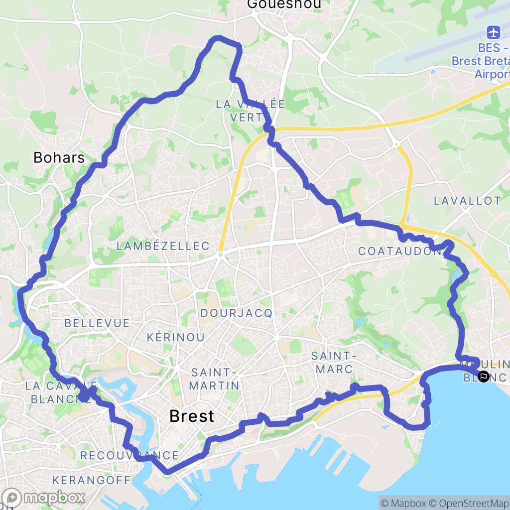 Le Relecq-Kerhuon : carte du parcours de randonnée - France