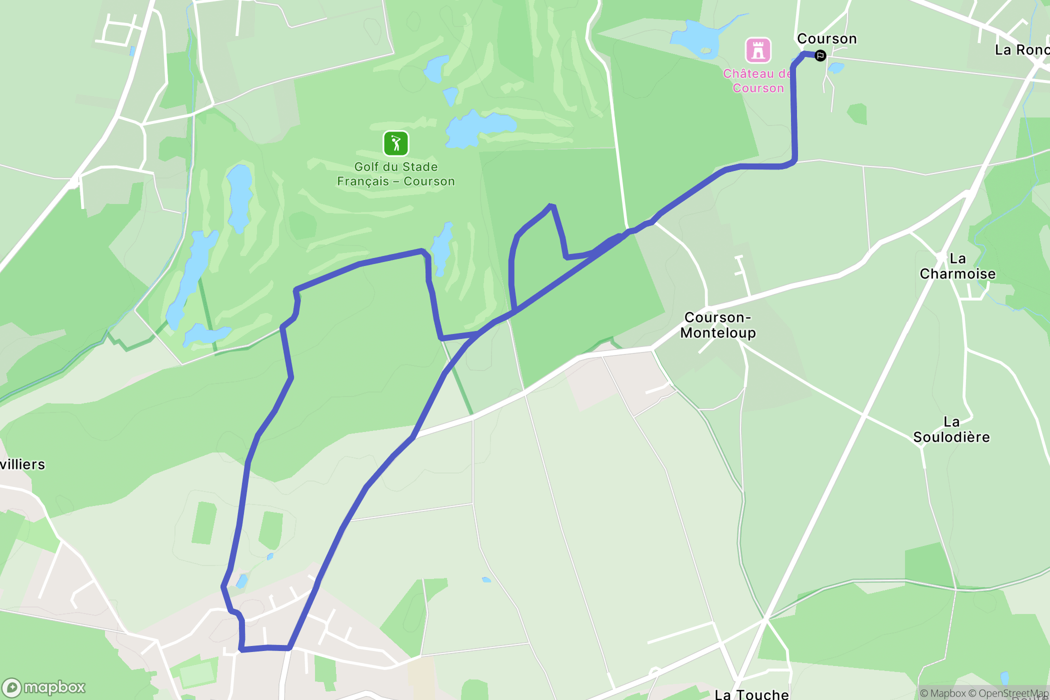 Courson-Monteloup : carte du parcours de randonnée - France