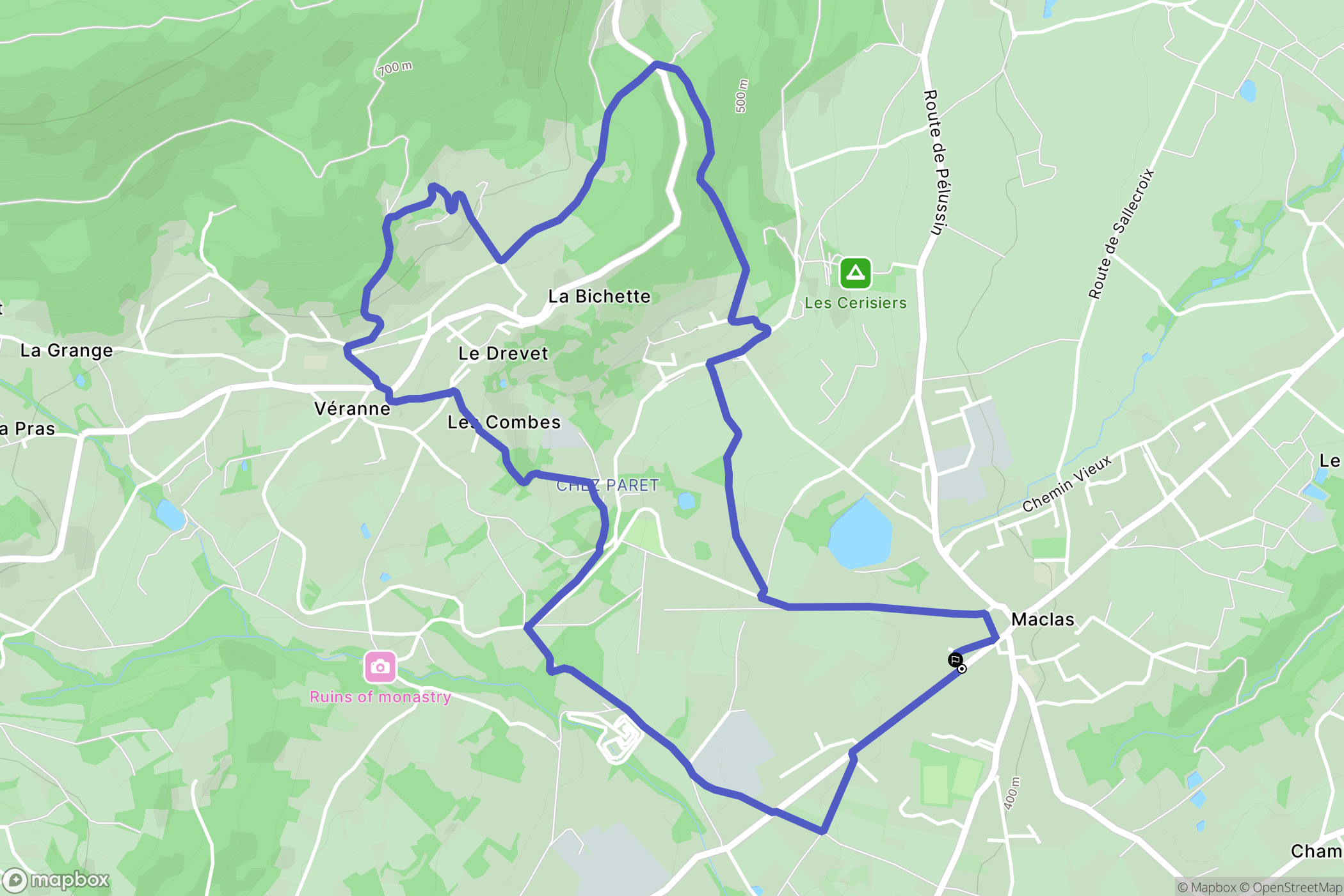 Maclas : carte du parcours de randonnée - France