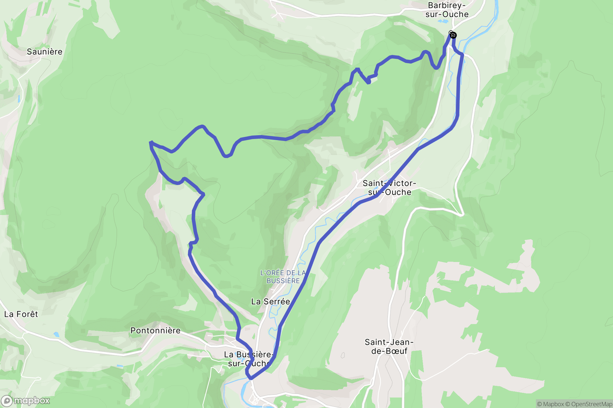 Barbirey-sur-Ouche : carte du parcours de randonnée - France