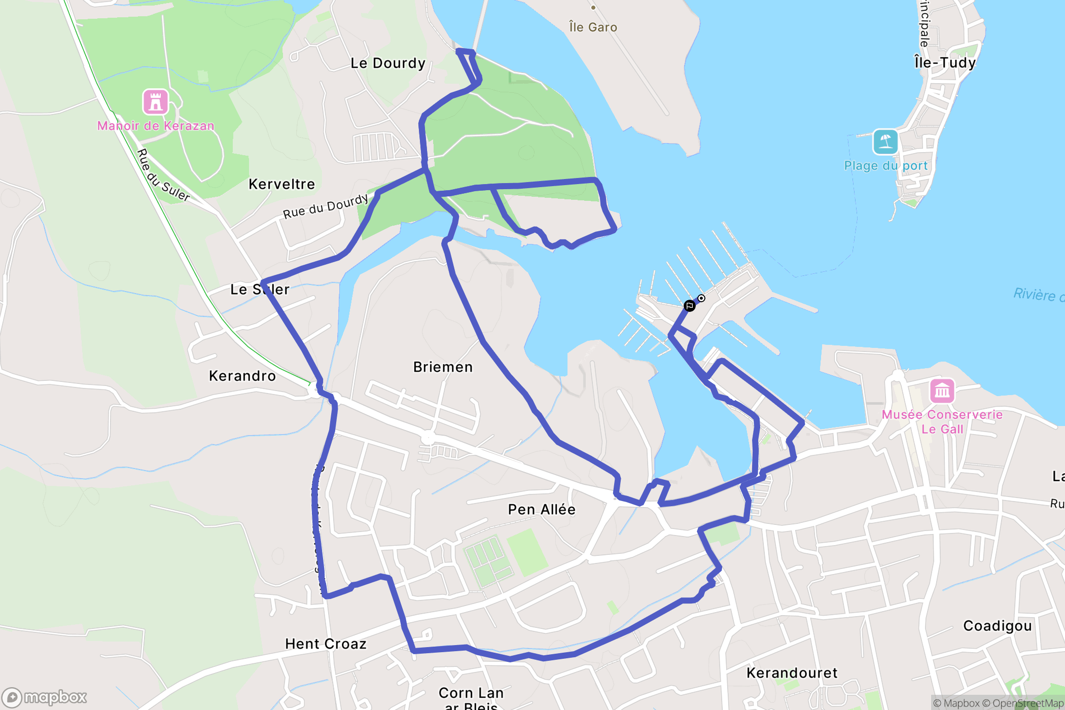 Loctudy : carte du parcours de randonnée - France
