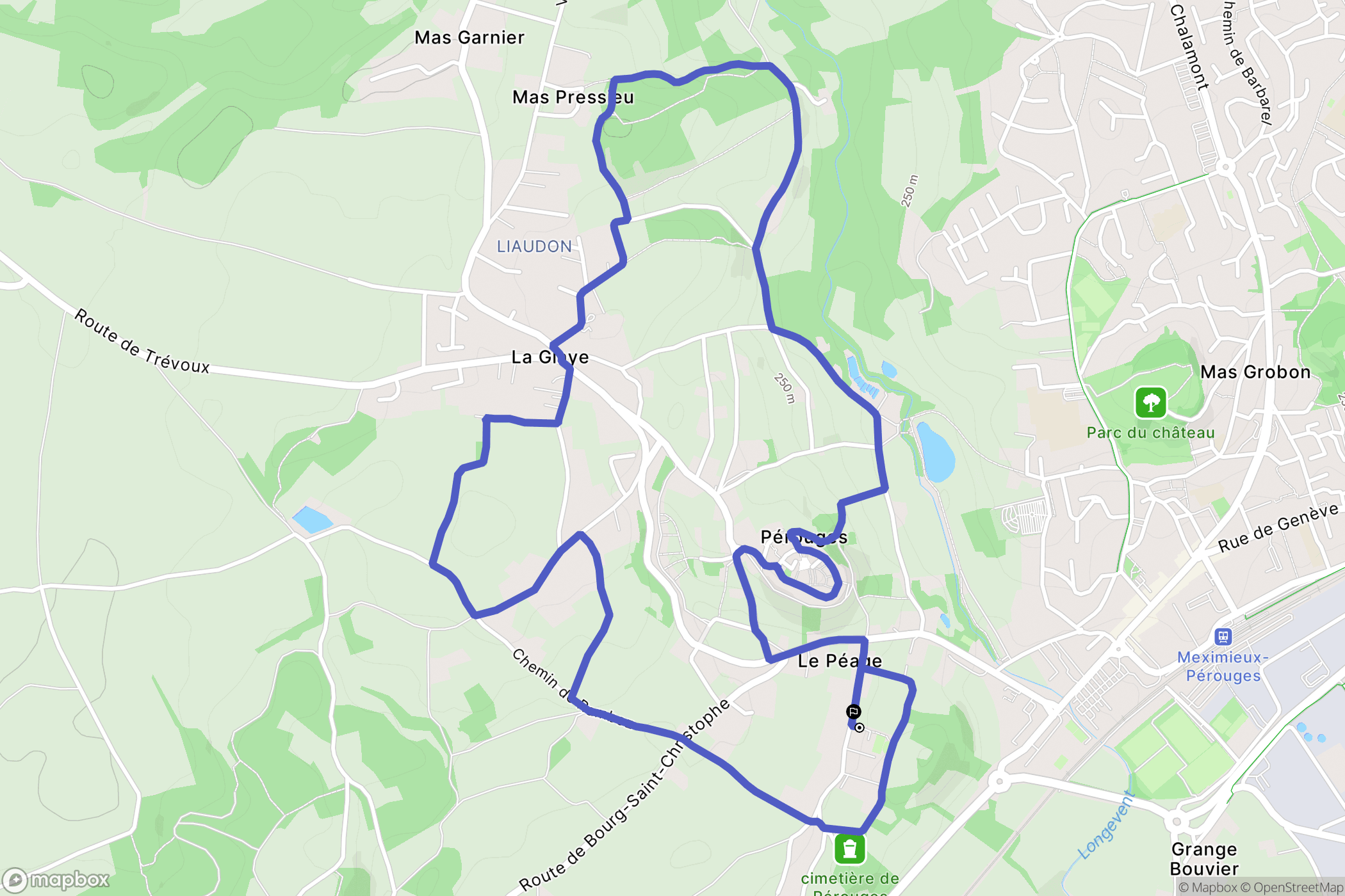 Pérouges : carte du parcours de randonnée - France
