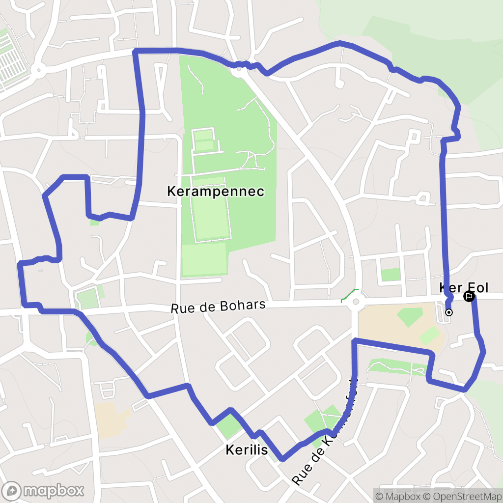 Guilers : carte du parcours de randonnée - France