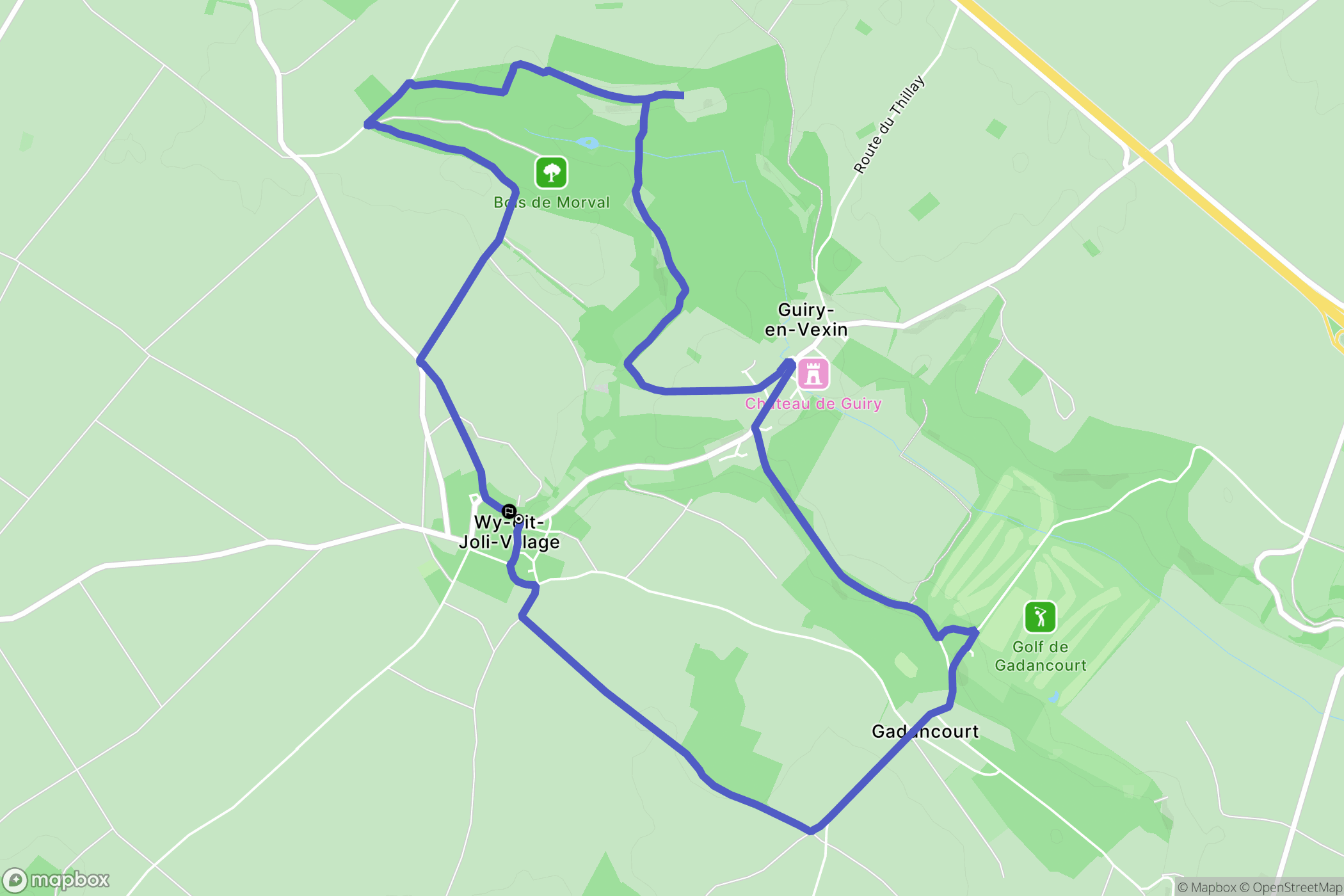 Wy-dit-Joli-Village : carte du parcours de randonnée - France