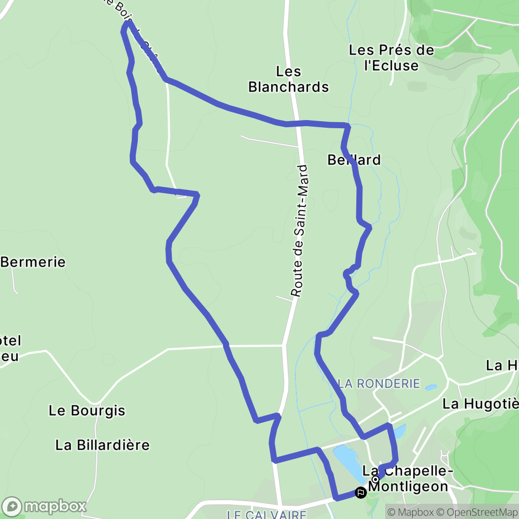 La Chapelle-Montligeon : carte du parcours de randonnée - France