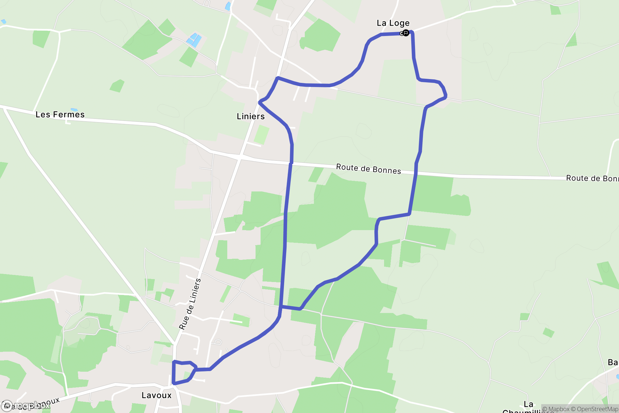 Liniers : carte du parcours de randonnée - France