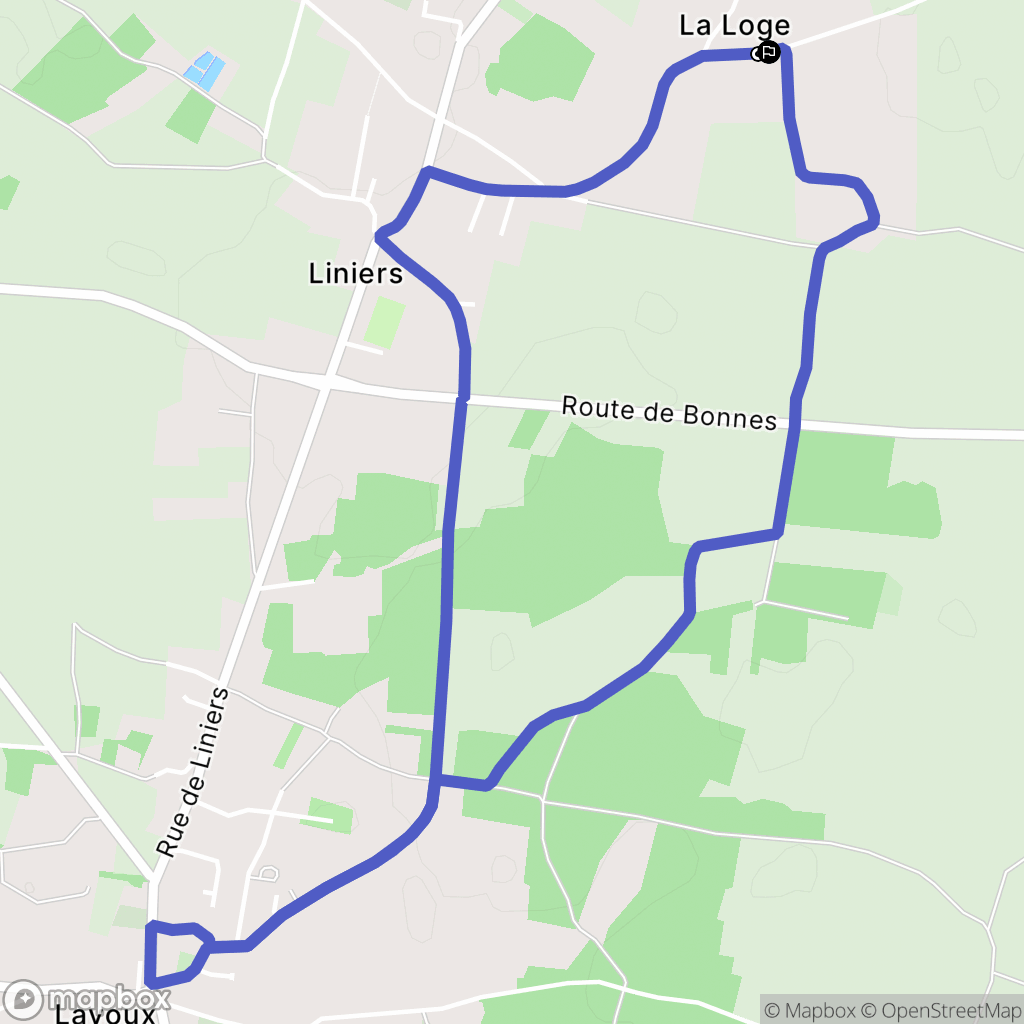 Liniers : carte du parcours de randonnée - France