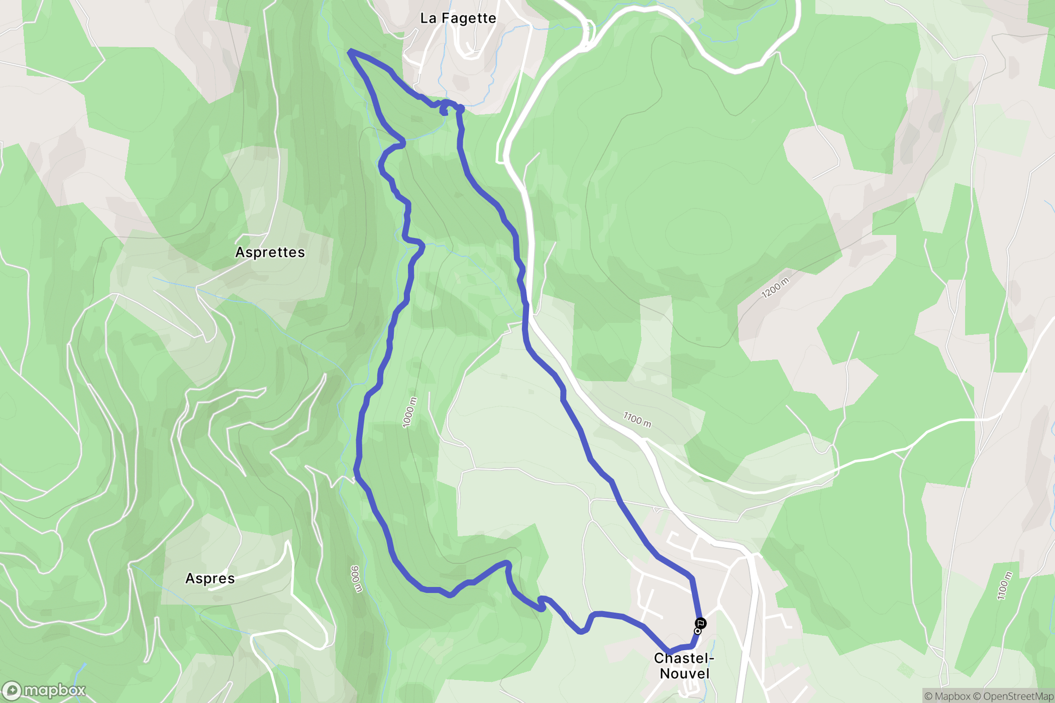 Chastel-Nouvel : carte du parcours de randonnée - France