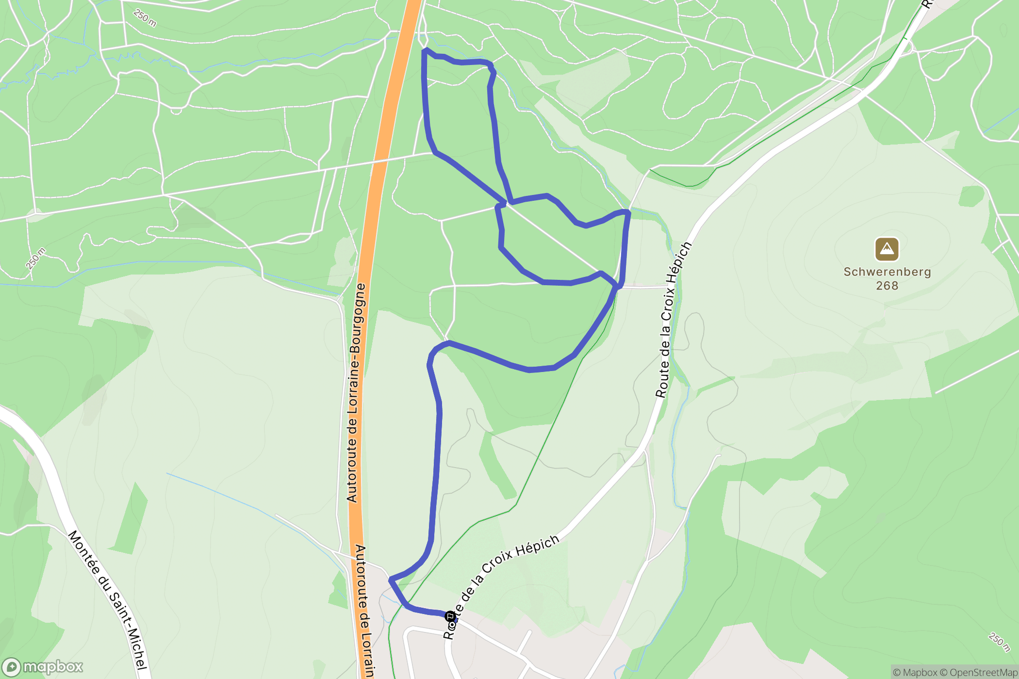 Thionville : carte du parcours de randonnée - France