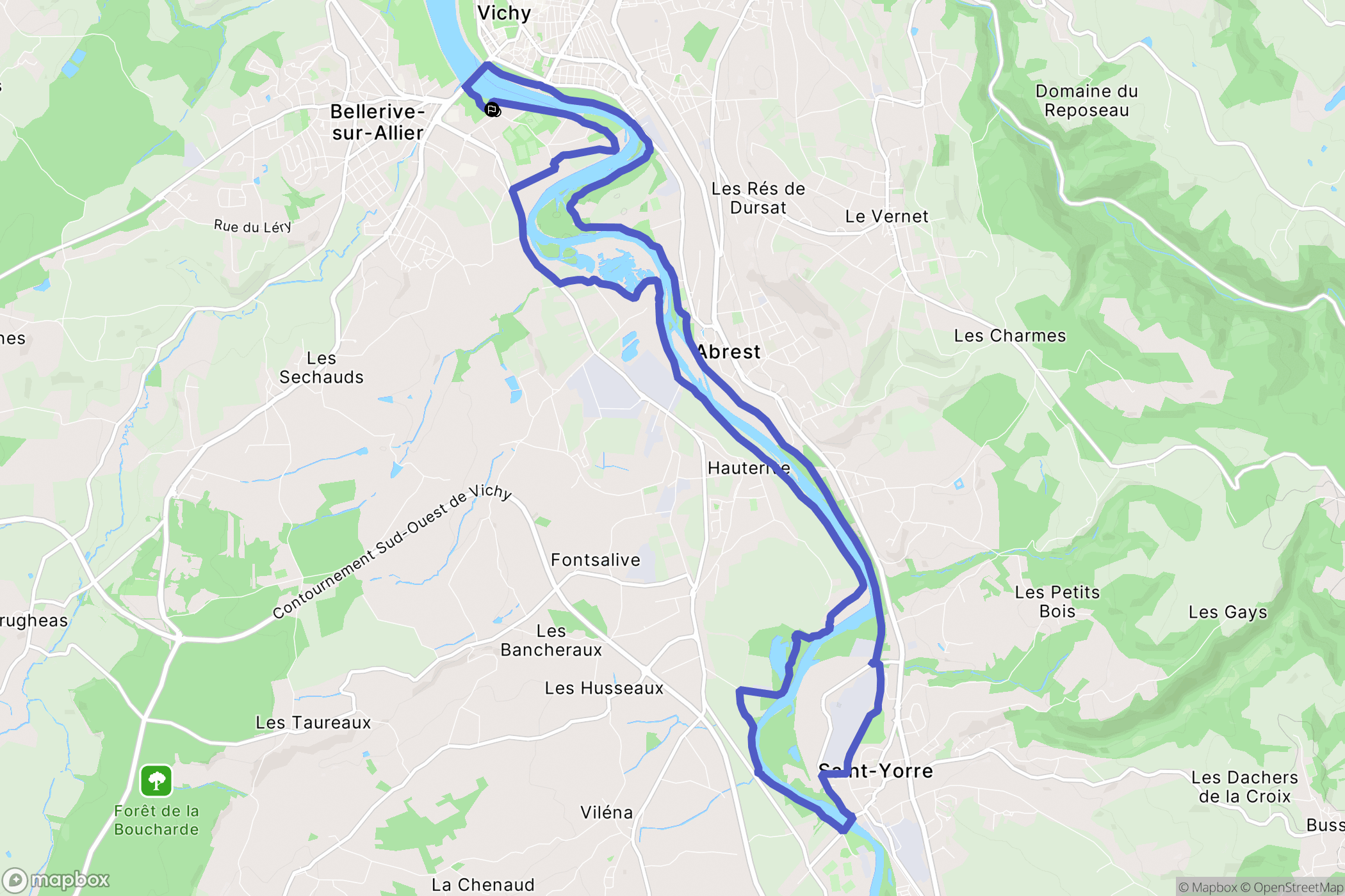 Bellerive-sur-Allier : carte du parcours de randonnée - France