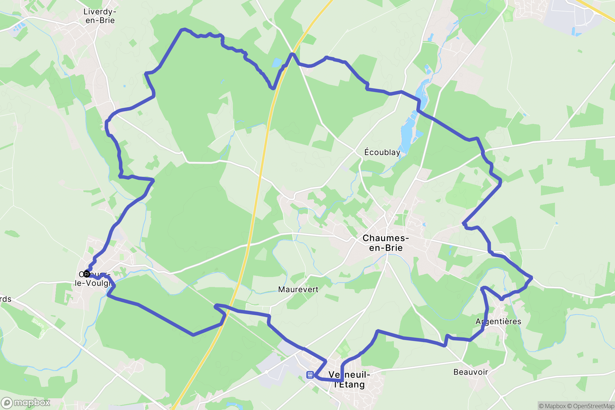 Ozouer-le-Voulgis : carte du parcours de randonnée - France