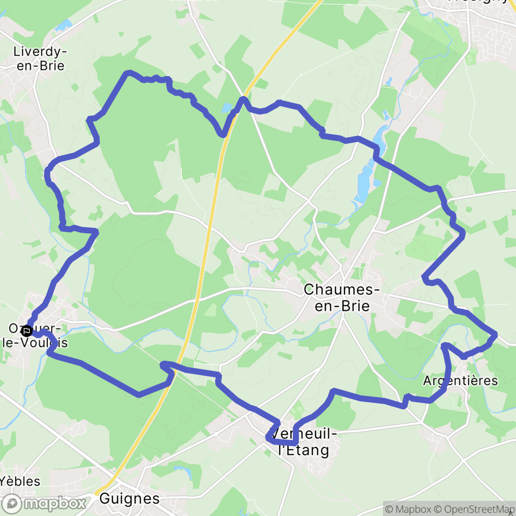 Ozouer-le-Voulgis : carte du parcours de randonnée - France