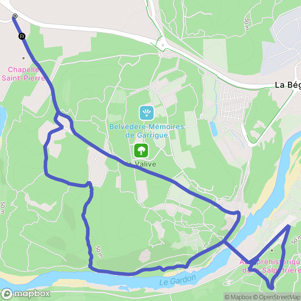 Vers-Pont-du-Gard : carte du parcours de randonnée - France