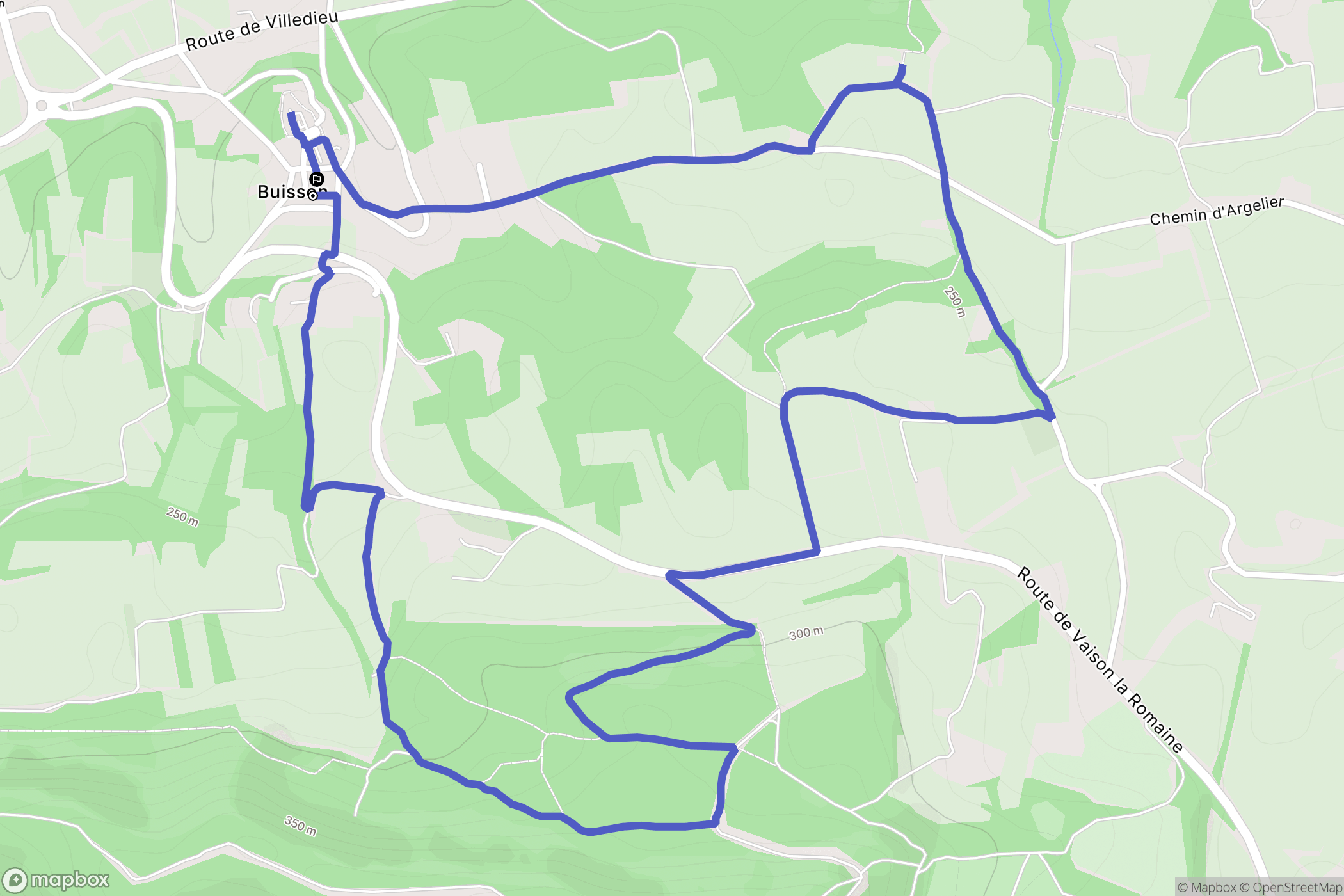 Buisson : carte du parcours de randonnée - France