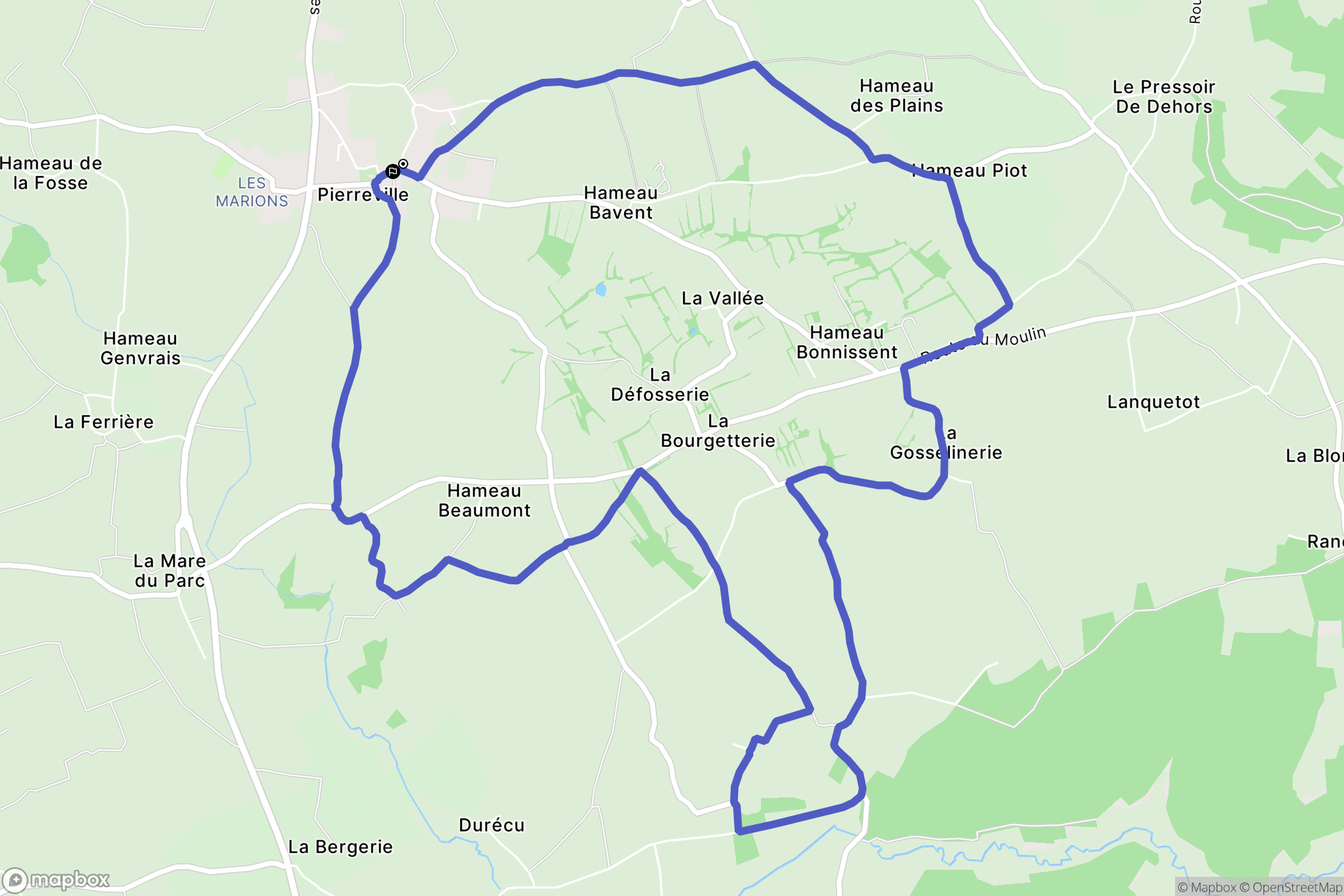 Pierreville : carte du parcours de randonnée - France