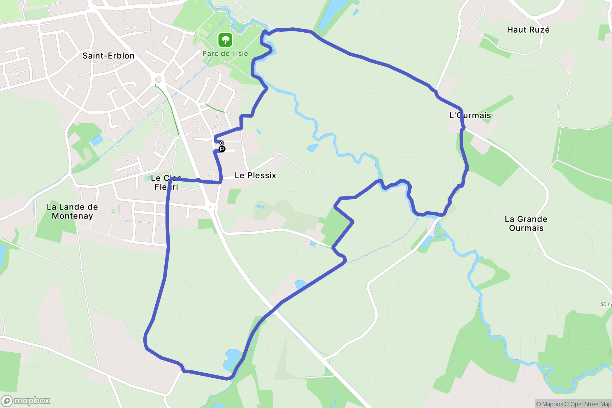 Saint-Erblon : carte du parcours de randonnée - France