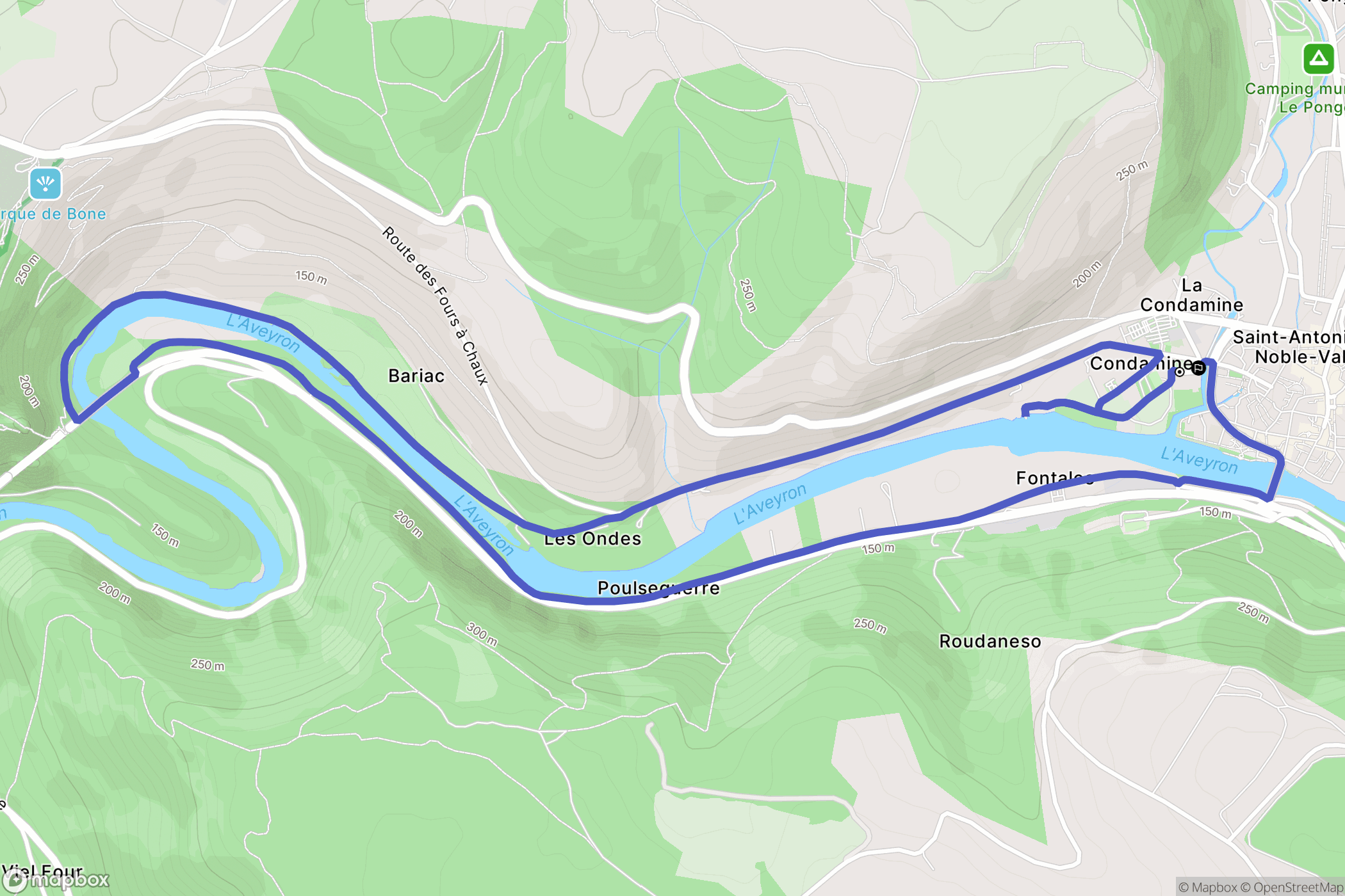 Saint-Antonin-Noble-Val : carte du parcours de randonnée - France
