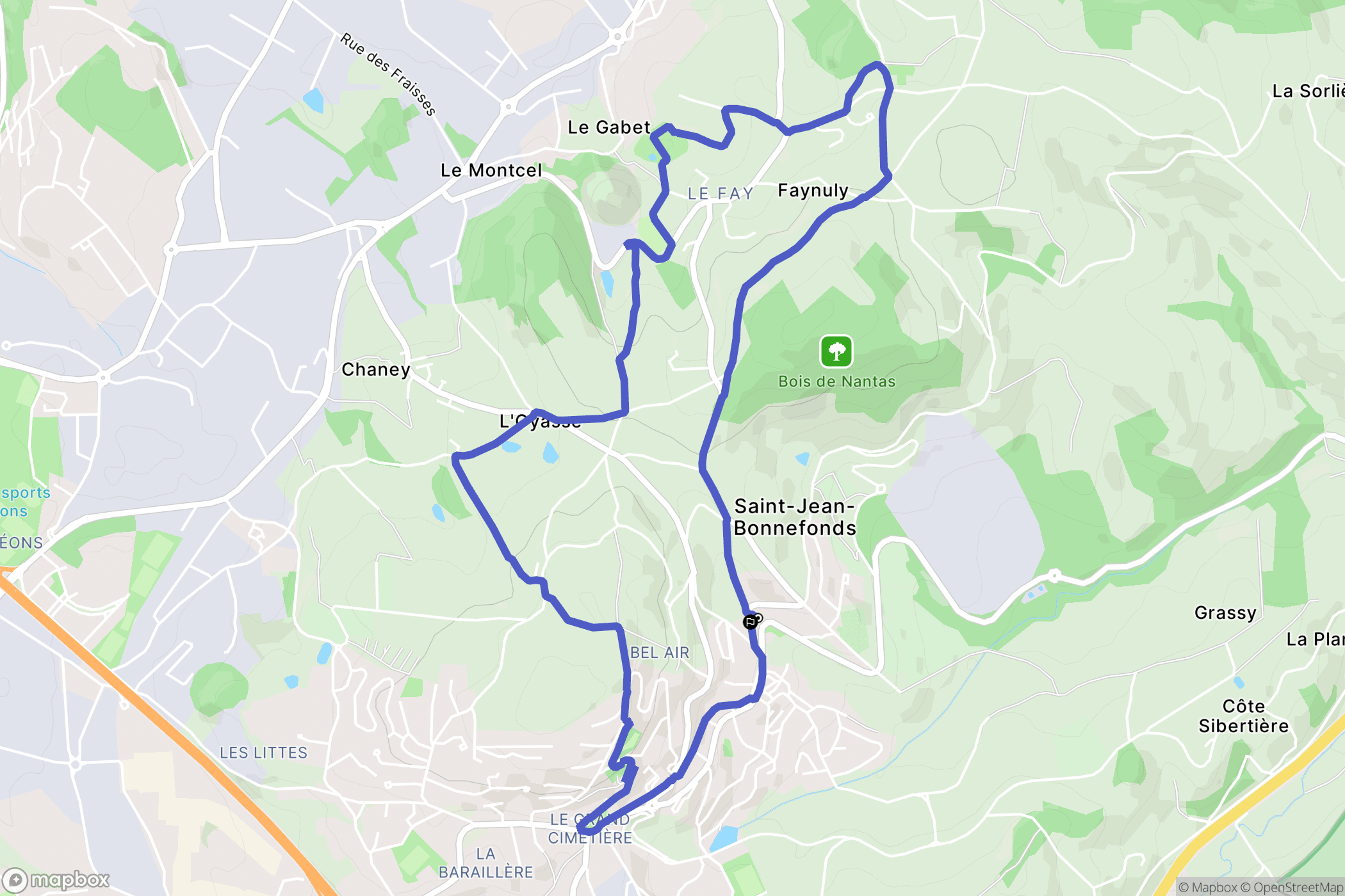 Saint-Jean-Bonnefonds : carte du parcours de randonnée - France