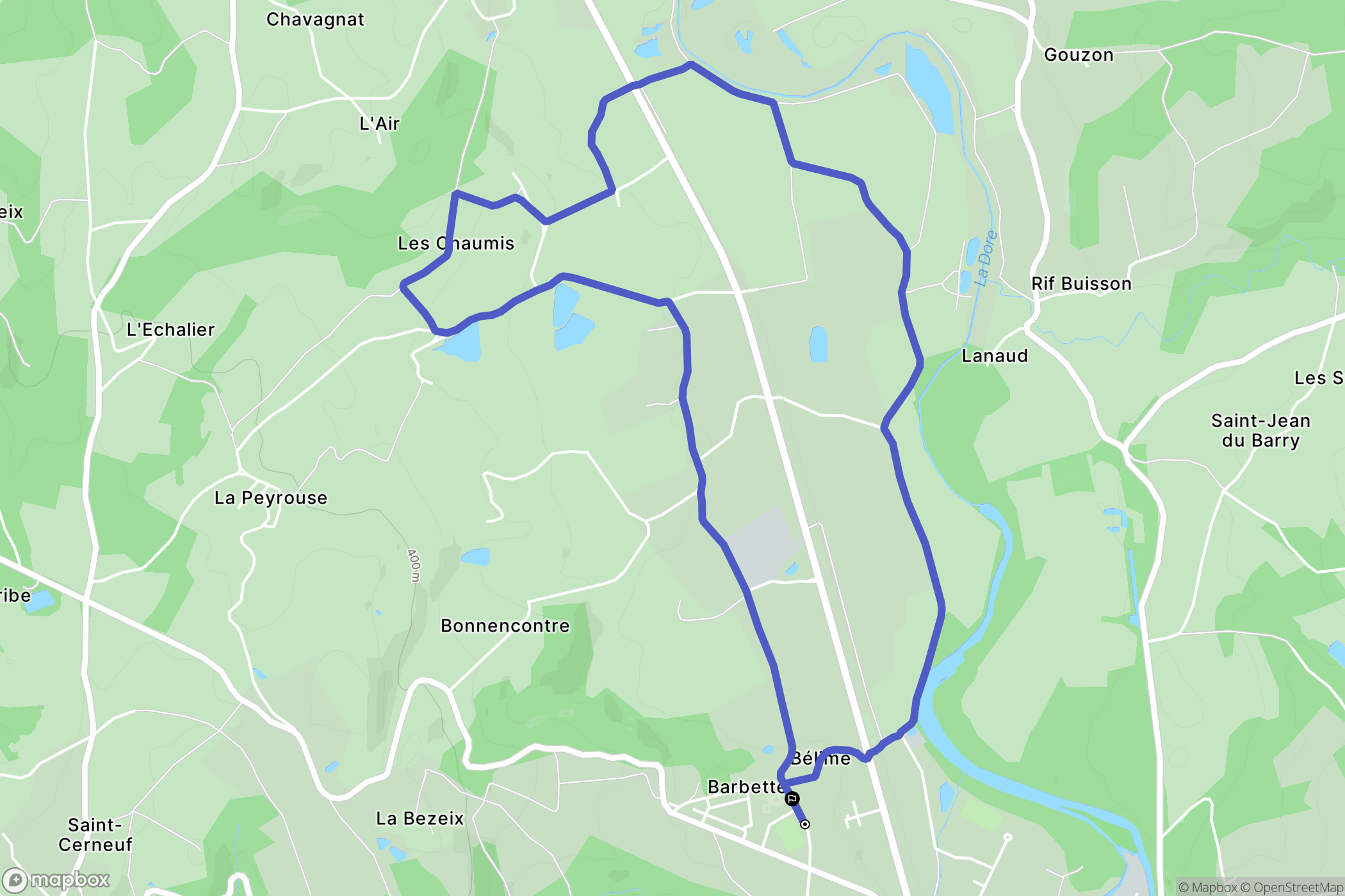 Courpière : carte du parcours de randonnée - France