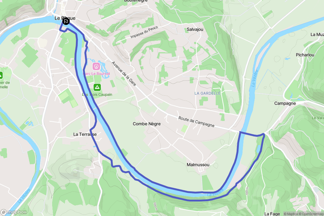 Le Bugue : carte du parcours de randonnée - France
