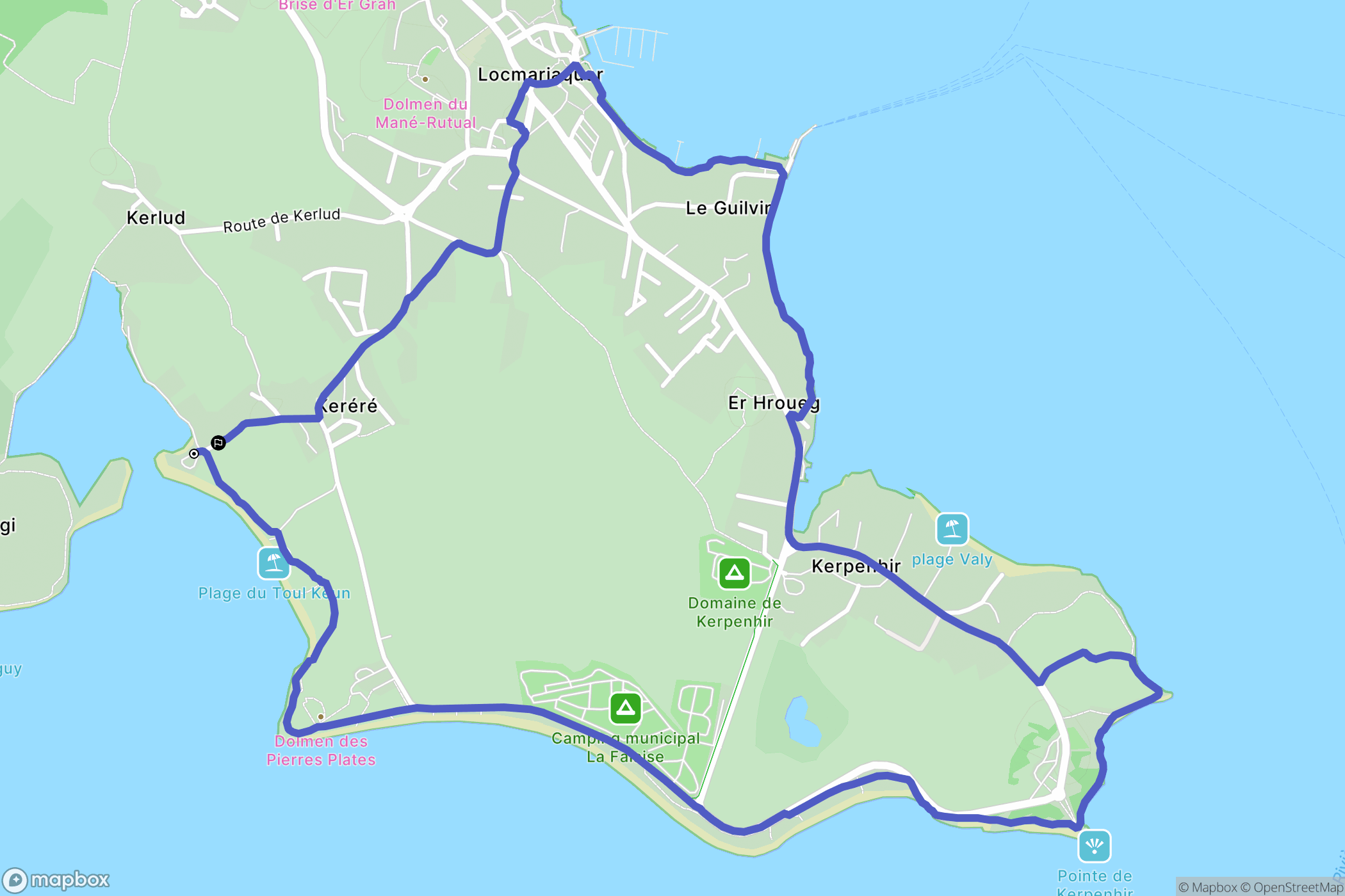 Locmariaquer : carte du parcours de randonnée - France
