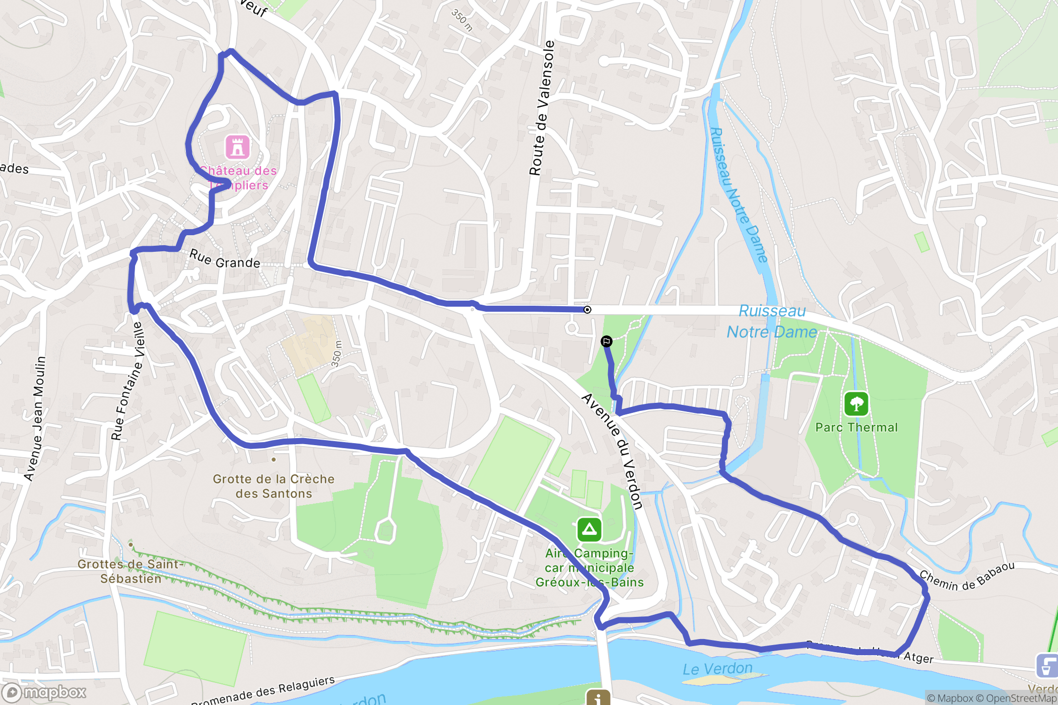 Gréoux-les-Bains : carte du parcours de randonnée - France