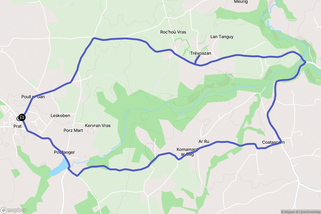 Prat : carte du parcours de randonnée - France