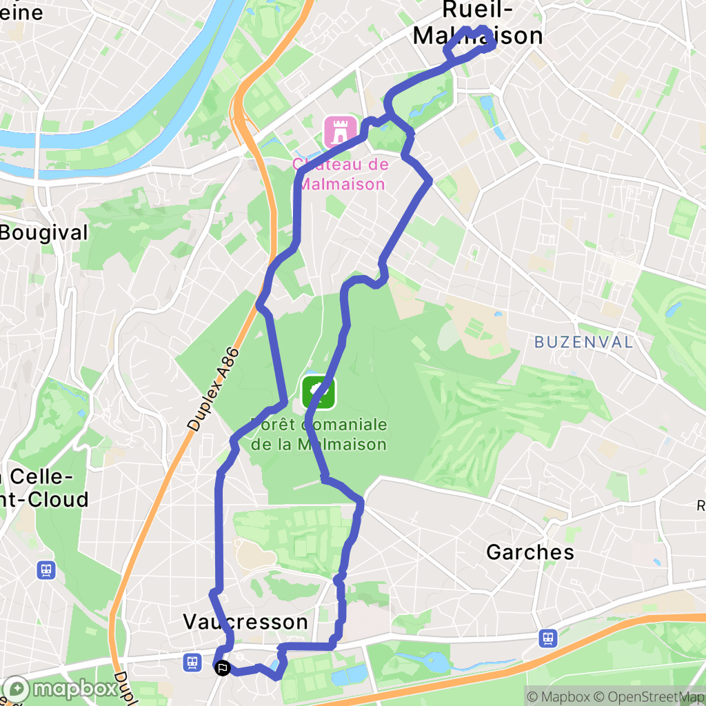 Marnes-la-Coquette : carte du parcours de randonnée - France