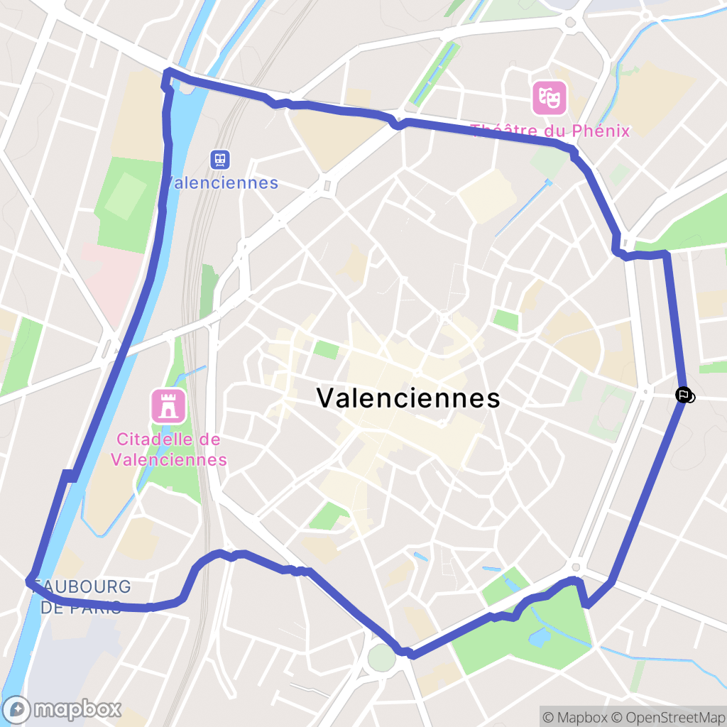Valenciennes : carte du parcours de randonnée - France
