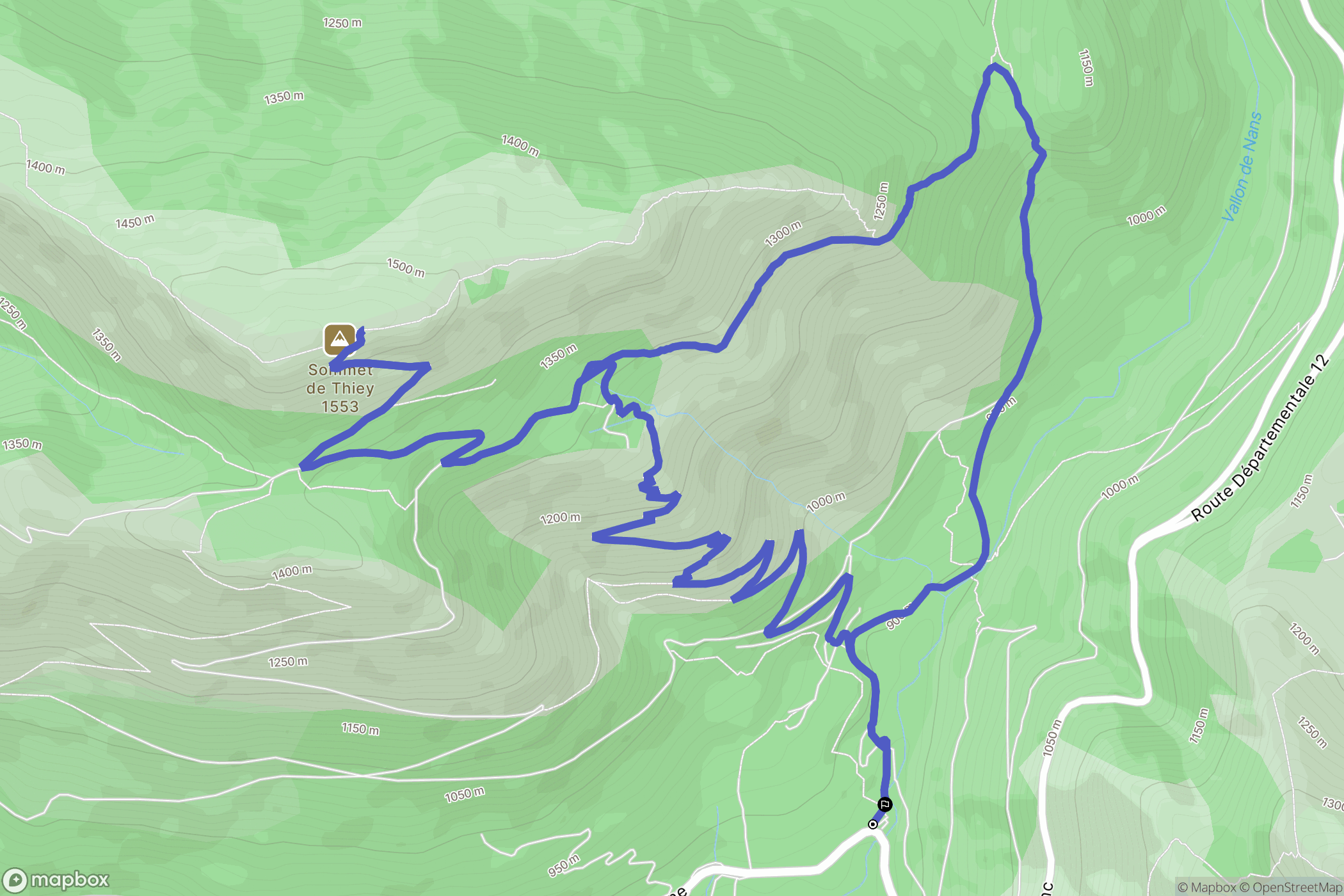 Saint-Vallier-de-Thiey : carte du parcours de randonnée - France