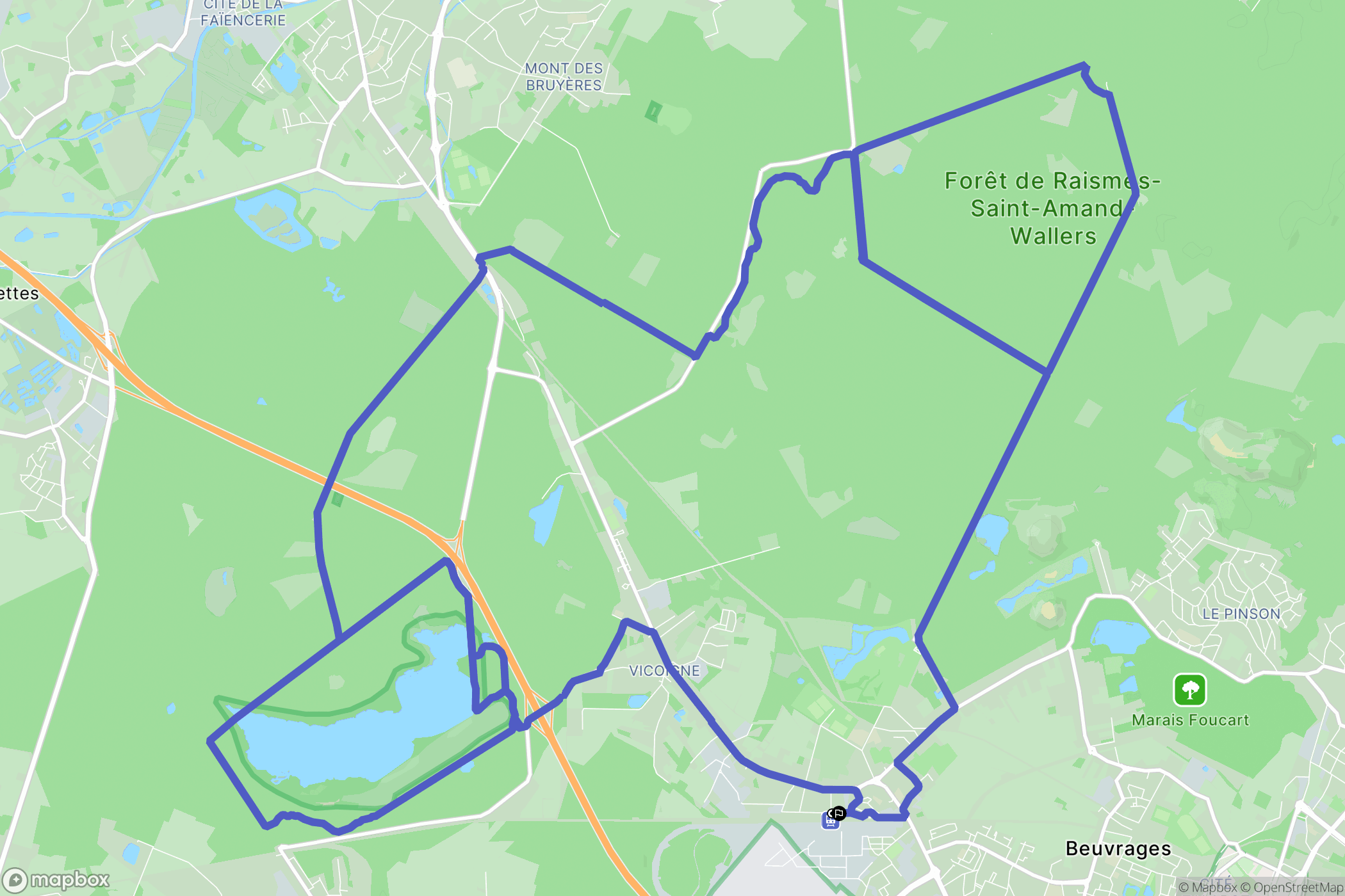 Raismes : carte du parcours de randonnée - France