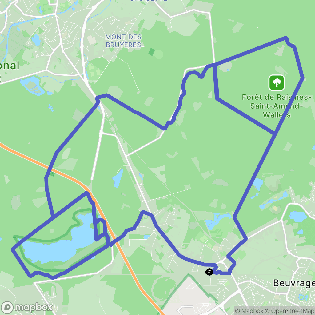Raismes : carte du parcours de randonnée - France