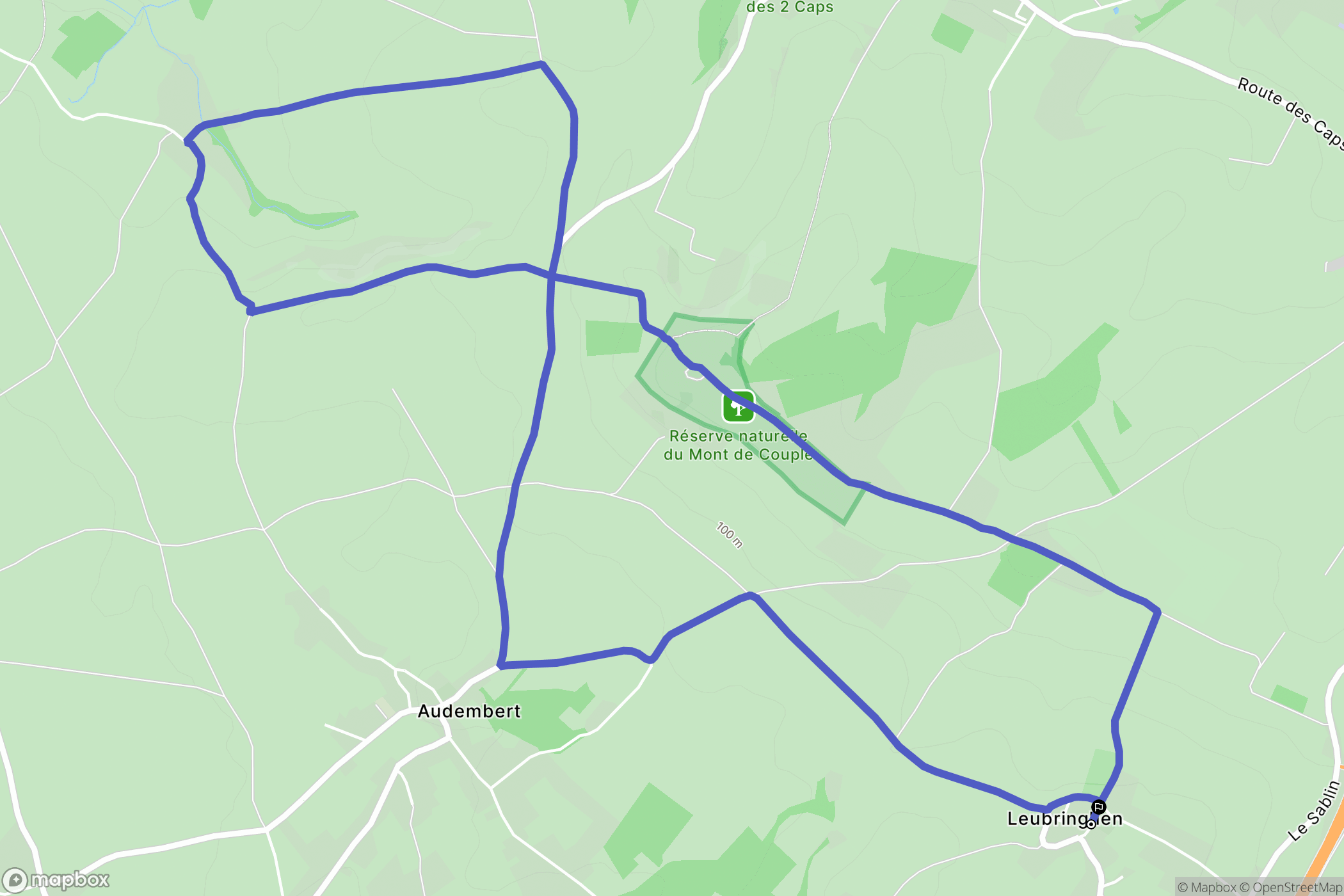 Leubringhen : carte du parcours de randonnée - France