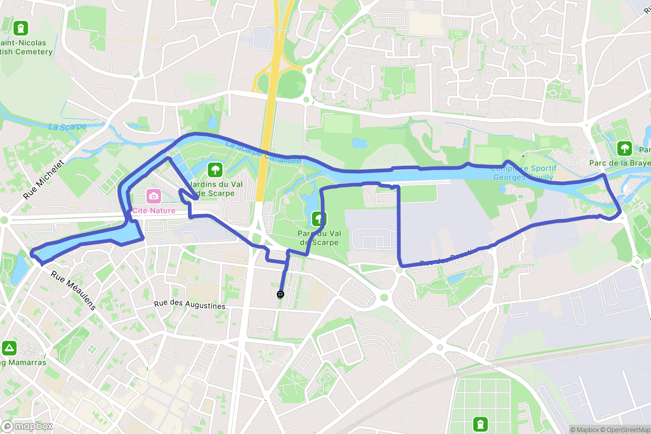 Arras : carte du parcours de randonnée - France