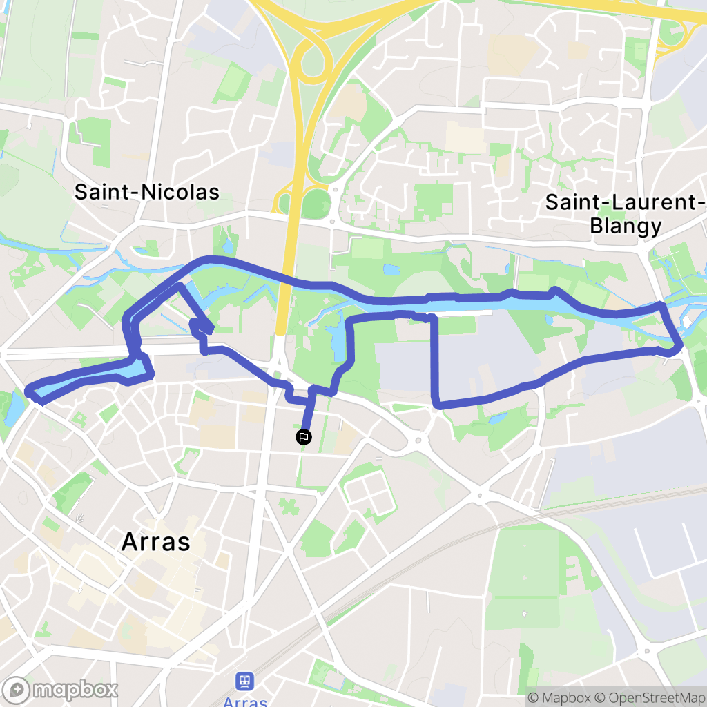 Arras : carte du parcours de randonnée - France