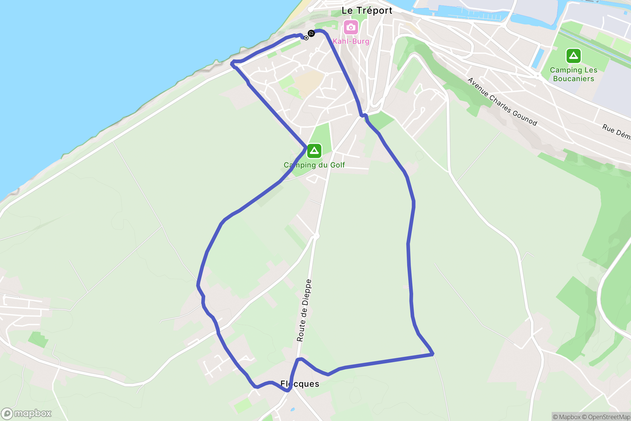 Le Tréport : carte du parcours de randonnée - France
