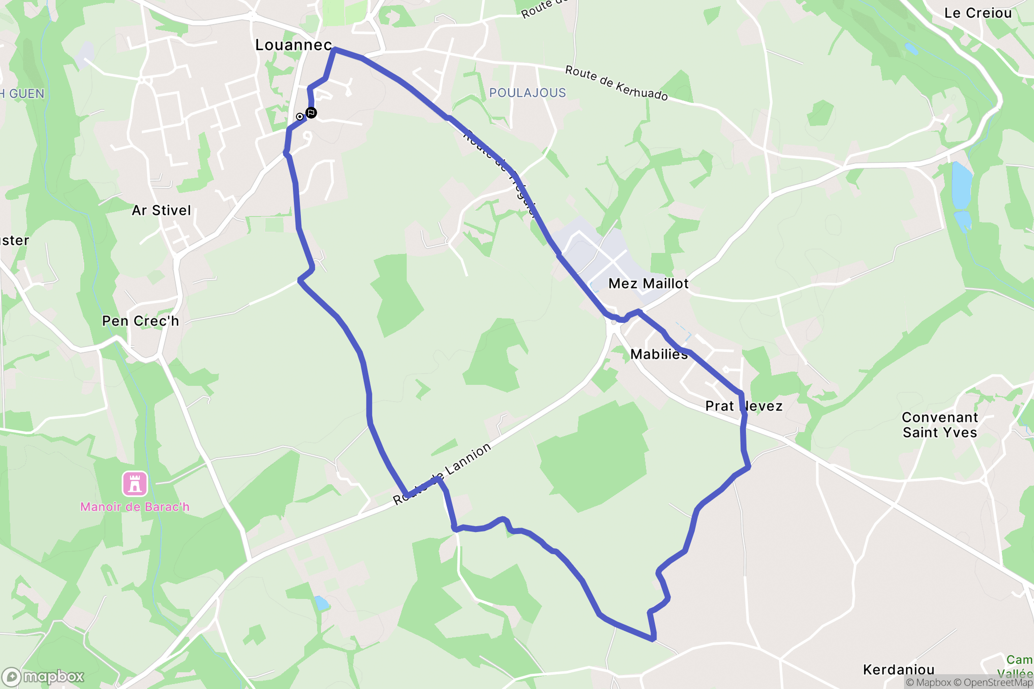 Louannec : carte du parcours de randonnée - France