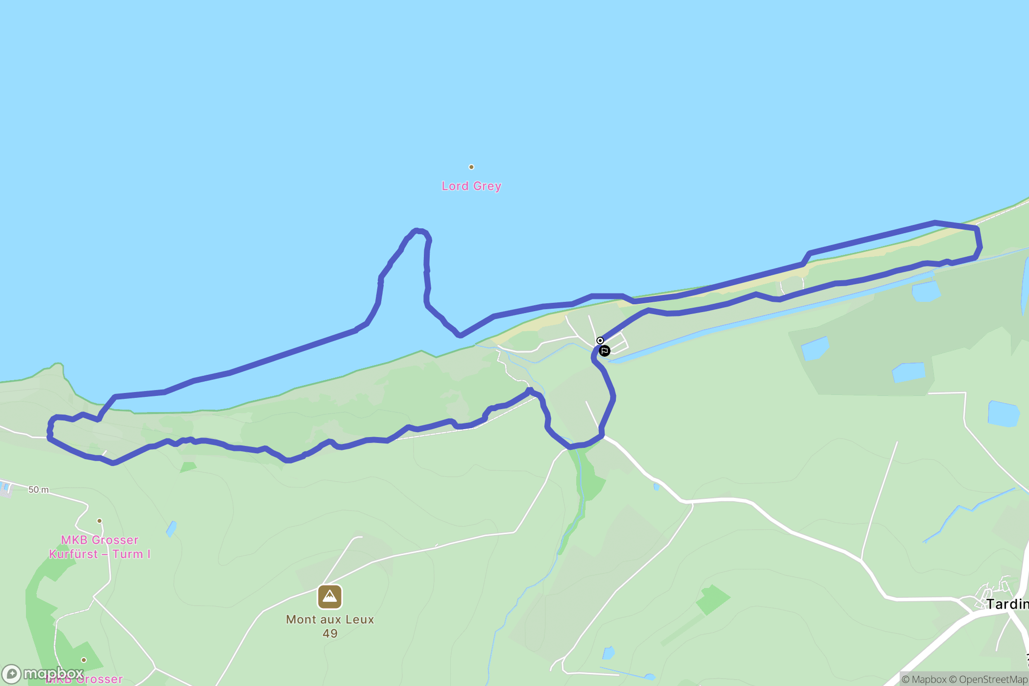 Tardinghen : carte du parcours de randonnée - France