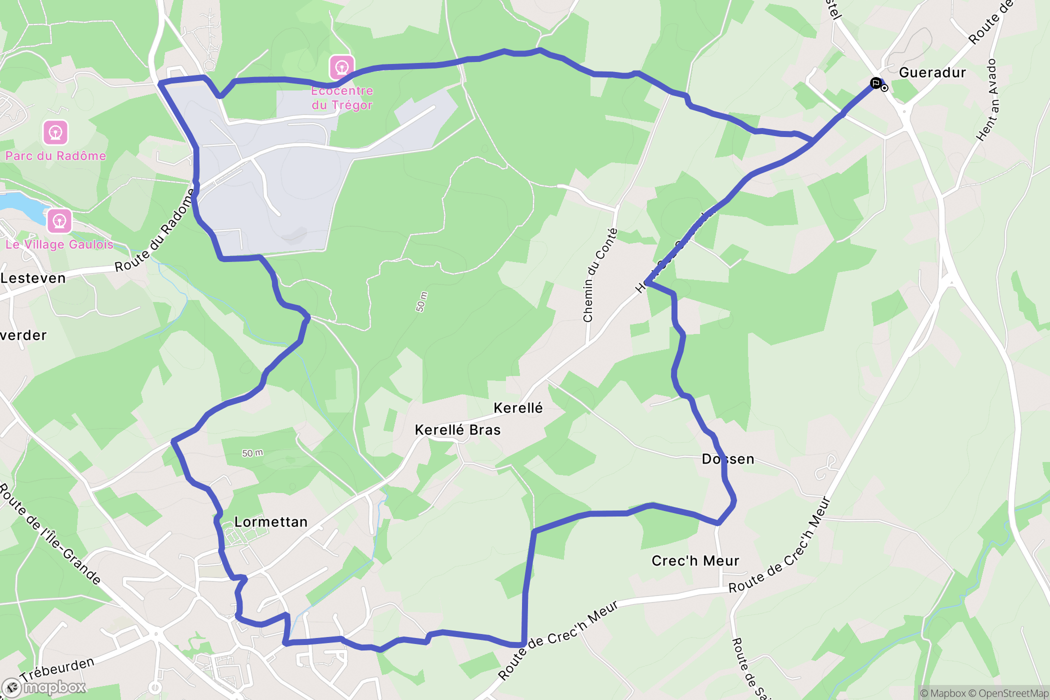 Pleumeur-Bodou : carte du parcours de randonnée - France