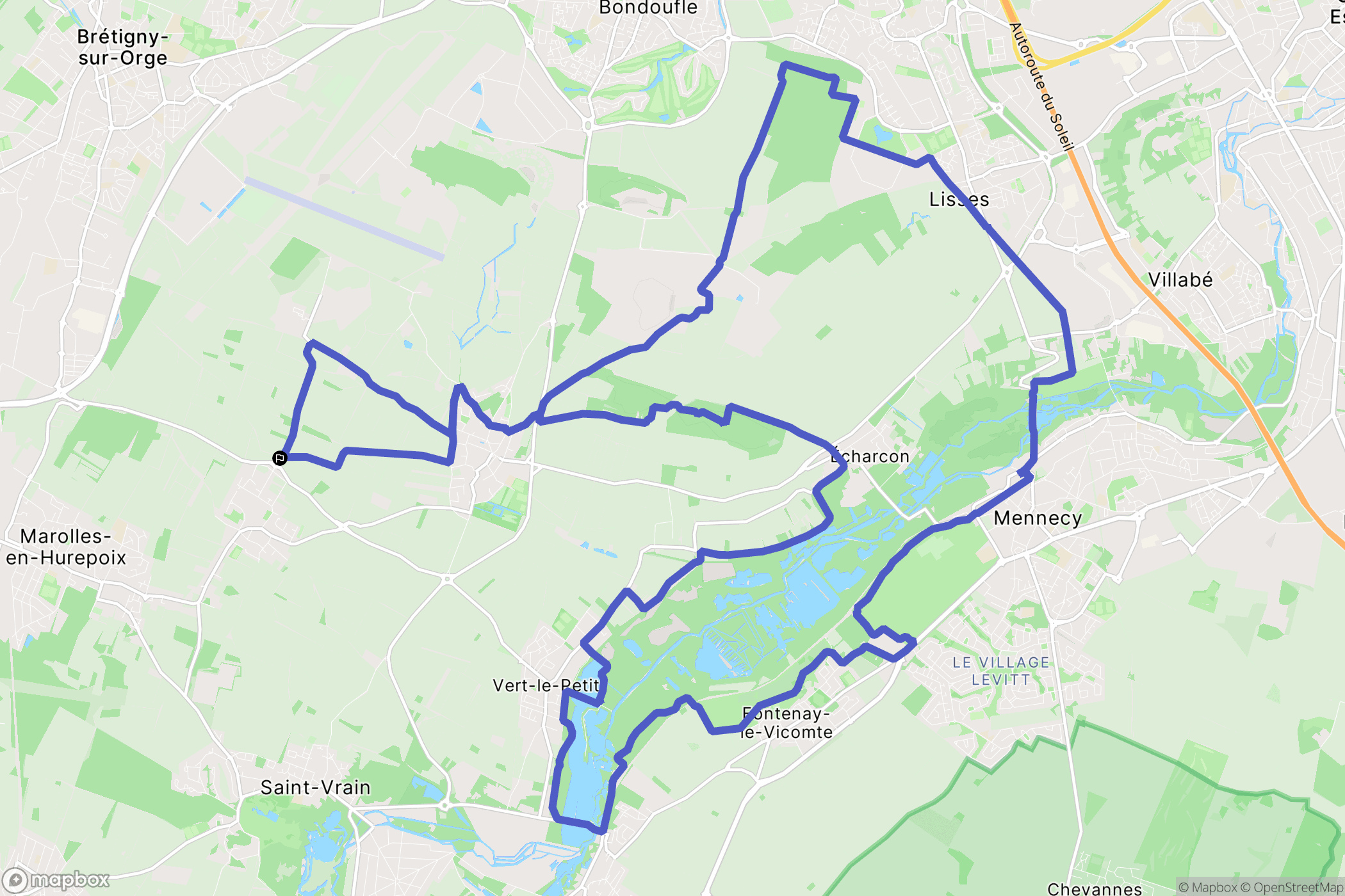 Leudeville : carte du parcours de randonnée - France
