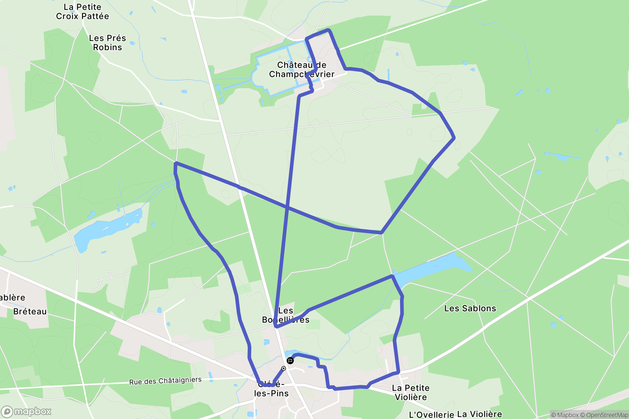Cléré-les-Pins : carte du parcours de randonnée - France